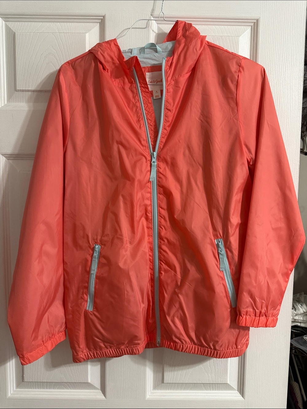 Cat & Jack Coral Hooded Kids Rain Jacket